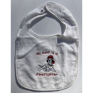 Bib My Aunt is a Firefighter Dalmatian Dog Embroidered Terry Cloth Baby Gift